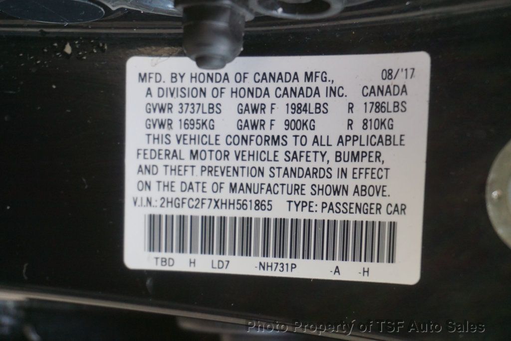 2017 Honda Civic Sedan EX CVT CARPLAY REAR/SIDE CAMERA ALLOYS  - 22988878 - 29