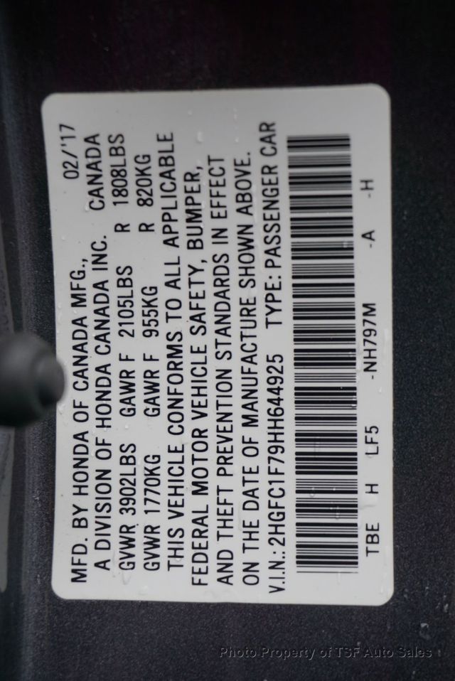 2017 Honda Civic Sedan EX-L CVT CARPLAY REAR CAMERA LEATHER SUNROOF HEATED SEATS LOADED - 23014955 - 29