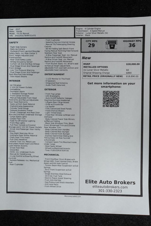 2017 Honda Fit EX Manual - 23026881 - 42