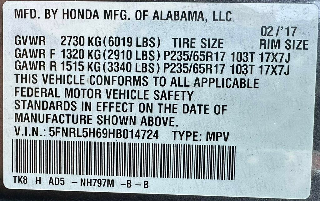 2017 Honda Odyssey EX-L Automatic - 22268108 - 45
