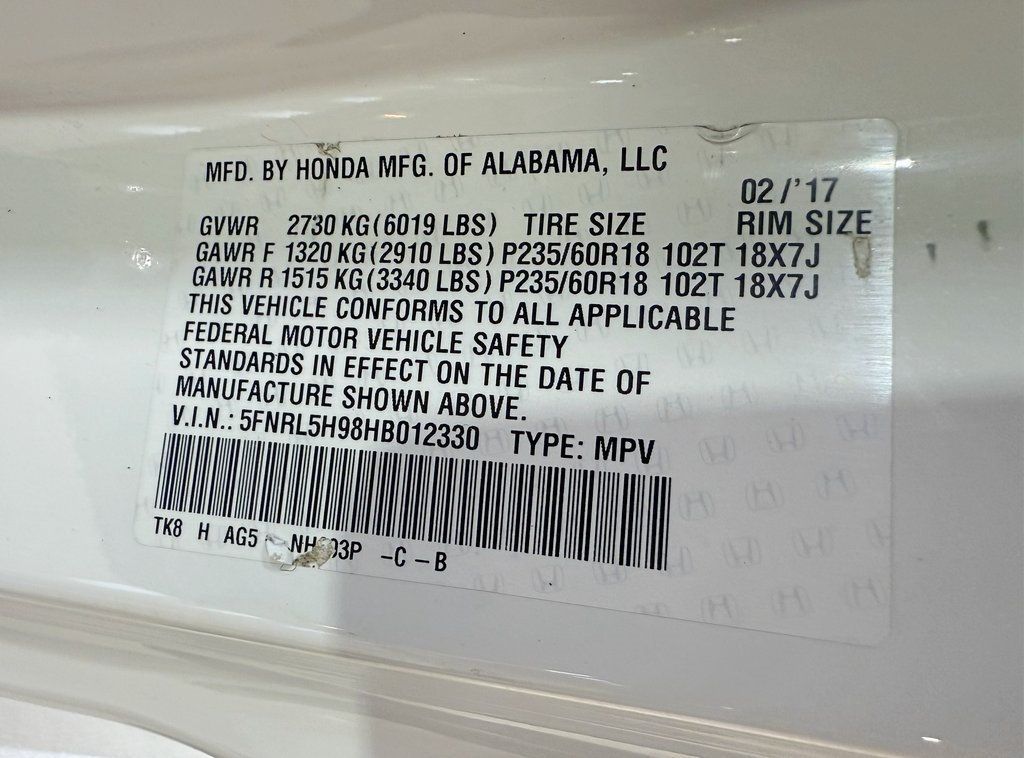 2017 Honda Odyssey Touring - 22961609 - 57