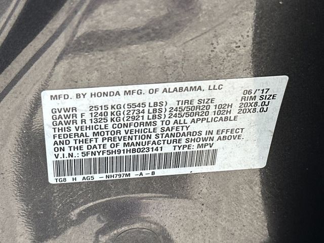 2017 Honda Pilot Touring 2WD - 23051435 - 21