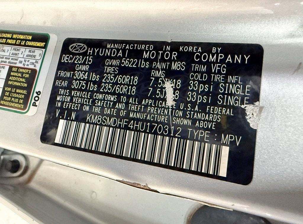 2017 Hyundai Santa Fe SE 3.3L Automatic AWD - 22958567 - 42