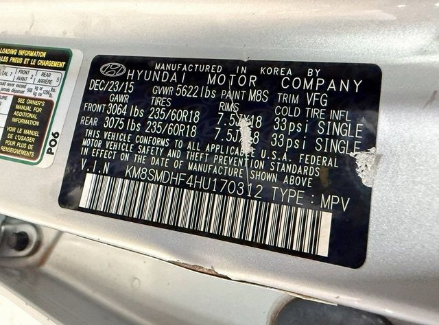 2017 Hyundai Santa Fe SE 3.3L Automatic AWD - 22958567 - 42