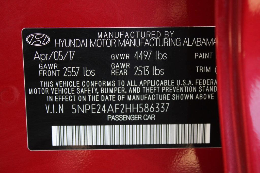 2017 Hyundai Sonata SE 2.4L - 22906843 - 30