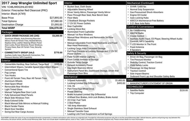 2017 Jeep Wrangler Unlimited Sport 4x4 - 22952136 - 5