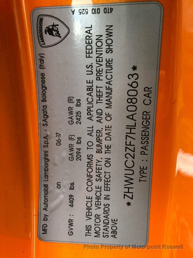 2017 Lamborghini Huracan RWD Coupe - 20389579 - 33