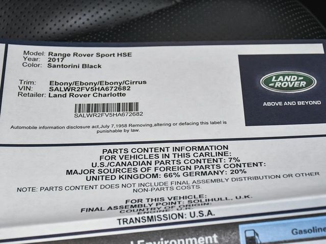 2017 Land Rover Range Rover Sport 3.0L V6 Supercharged HSE - 23025111 - 60