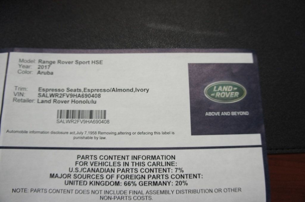 2017 Land Rover Range Rover Sport V6 Supercharged HSE, Low Mileage! - 22769090 - 39