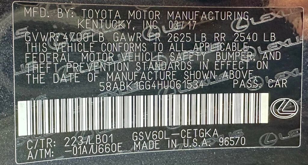 2017 Lexus ES ES 350 Sedan - 22568700 - 44