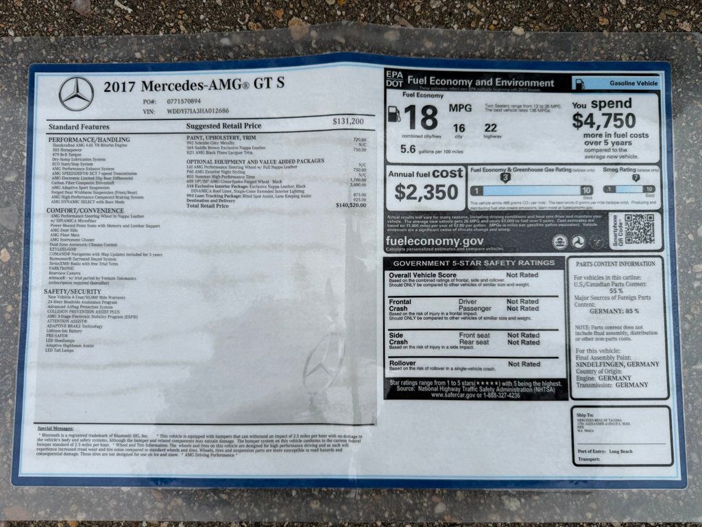 2017 Mercedes-Benz AMG GT AMG GT S Coupe - 22993427 - 38