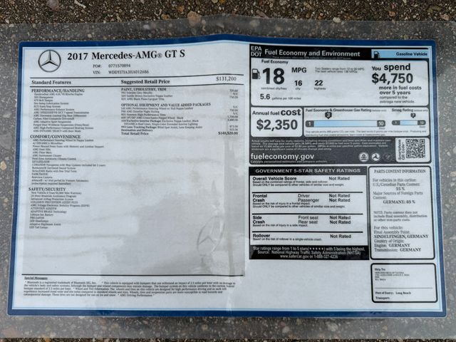 2017 Mercedes-Benz AMG GT AMG GT S Coupe - 22993427 - 38