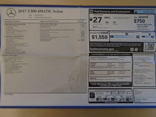 2017 Mercedes-Benz C-Class C 300 4MATIC Sedan - 22977801 - 36