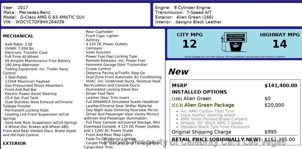 2017 Mercedes-Benz G-Class Alien Green Edition ($20k) Performance Studio Package - 22872173 - 9