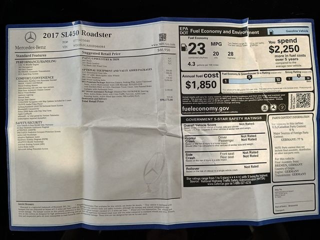 2017 Mercedes-Benz SL SL 450 AMG Sport Roadster 1 Owner Florida Car - 23000097 - 49