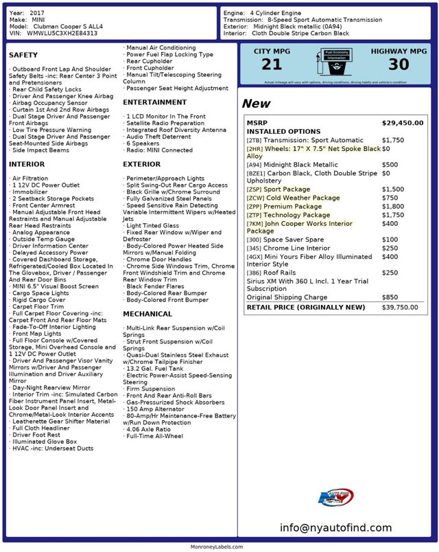 2017 MINI Cooper S Clubman AWD, PAN SUNROOF, NAVI, HEATED SEATS, BACKUP CAM, PREMIUM PKG - 22987515 - 25