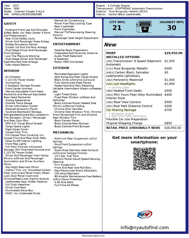 2017 MINI Cooper S Clubman CLEAN CARFAX, AWD, PAN SUNROOF, LED HEADLIGHTS, NAVI, BACKUP CAM - 22942034 - 25