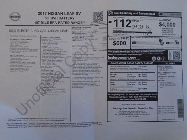 2017 Nissan Leaf SV Hatchback - 22942052 - 43