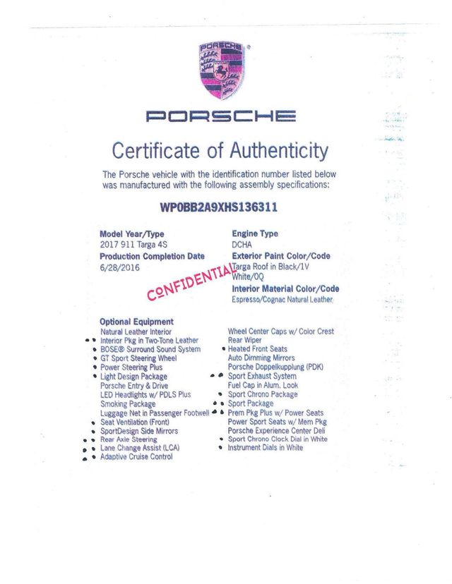 2017 Porsche 911 TARGA 4S WHITE...1,525 MILES...AMAZING!! - 22957098 - 1