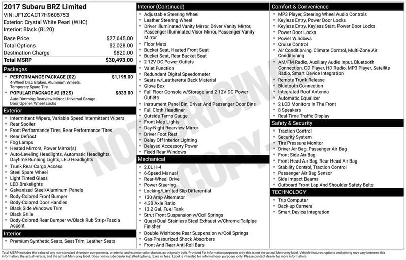 2017 Subaru BRZ Limited Manual - 22989988 - 5