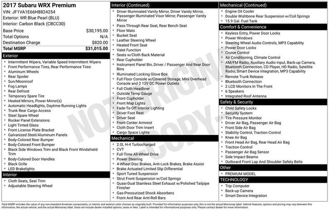 2017 Subaru WRX Premium CVT - 22956427 - 5