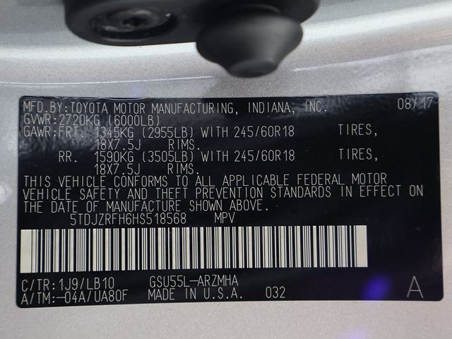 2017 Toyota Highlander XLE V6 AWD - 22944829 - 60