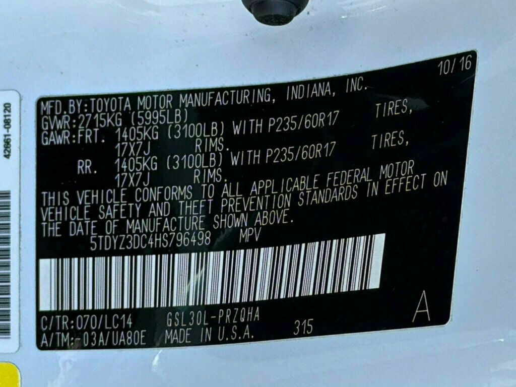 2017 Toyota Sienna XLE FWD 8-Passenger - 23040003 - 58