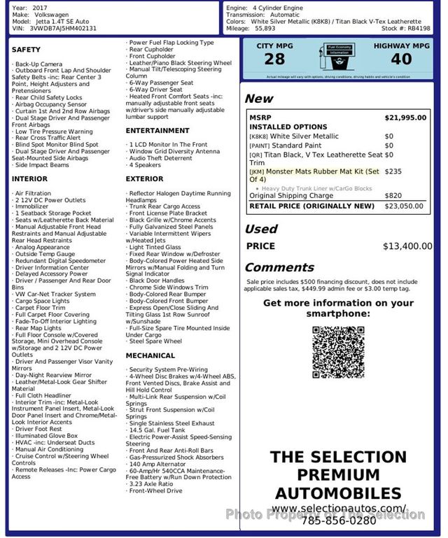 2017 Volkswagen Jetta 1.4T SE W/ BLIND SPOT DETECTION & HEATED SEATS - 22974946 - 16