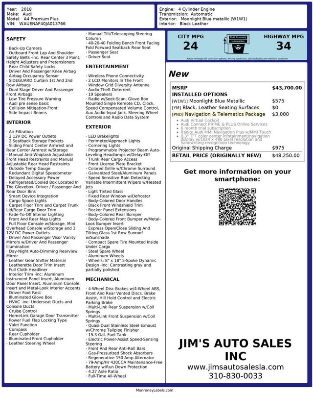 2018 Audi A4 Premium Plus Quattro AWD Navigation/Telematics Package - 22985236 - 7