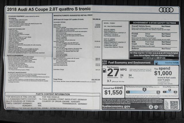 2018 Audi A5 Coupe 2.0 TFSI Premium Plus S tronic - 22904719 - 44