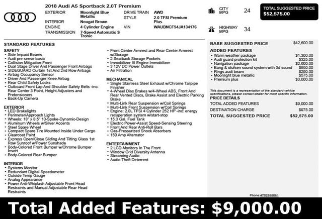 2018 Audi A5 Sportback 2.0 TFSI Premium Plus - 22945702 - 2