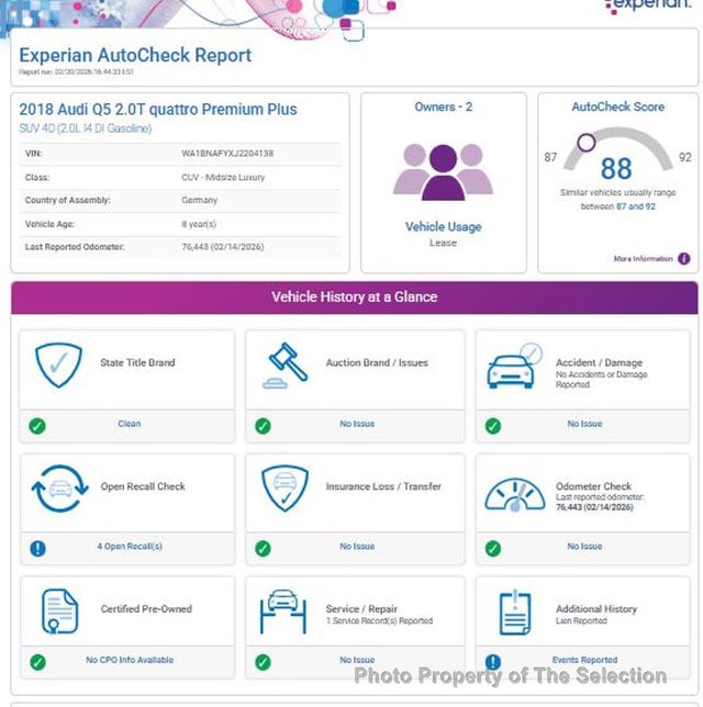 2018 Audi Q5 2.0T PREMIUM PLUS W/ NAV & BANG & OLUFSEN PACKAGES - 22986026 - 12