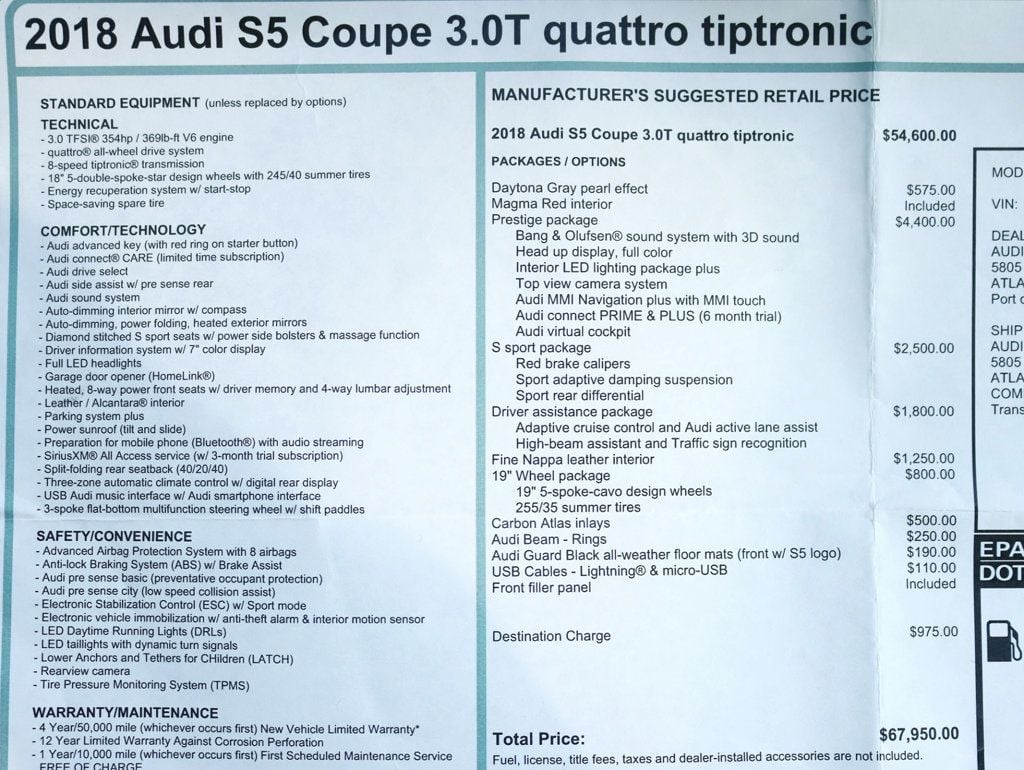 2018 Audi S5 Coupe 3.0 TFSI Prestige Tiptronic - 23088151 - 1