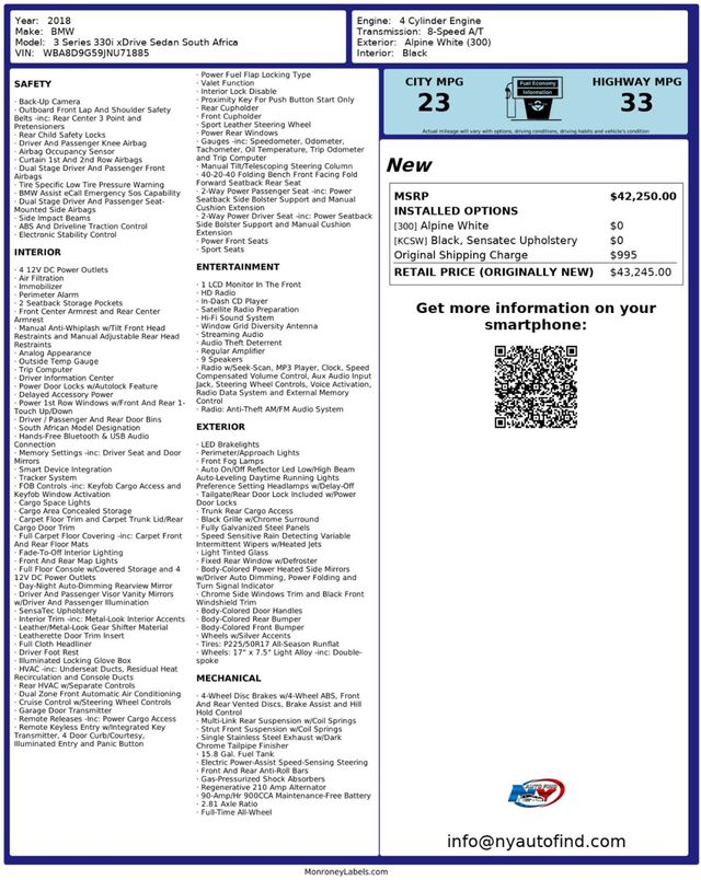 2018 BMW 3 Series CLEAN CARFAX, 330i, xDRIVE, SOUTH AFRICA, SUNROOF, NAVIGATION - 23002942 - 12