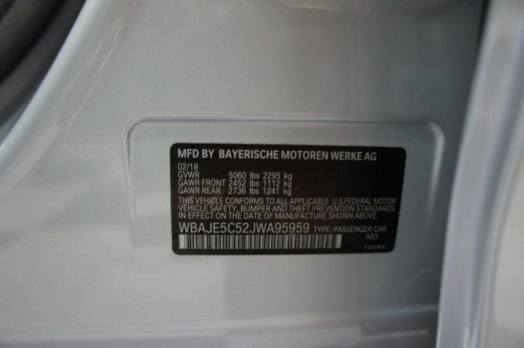 2018 BMW 5 Series 6 cyl turbocharged, 325 HP, SportLine, Stunning! - 22936845 - 27