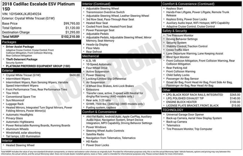 2018 Cadillac Escalade ESV 4WD 4dr Platinum - 22980793 - 5