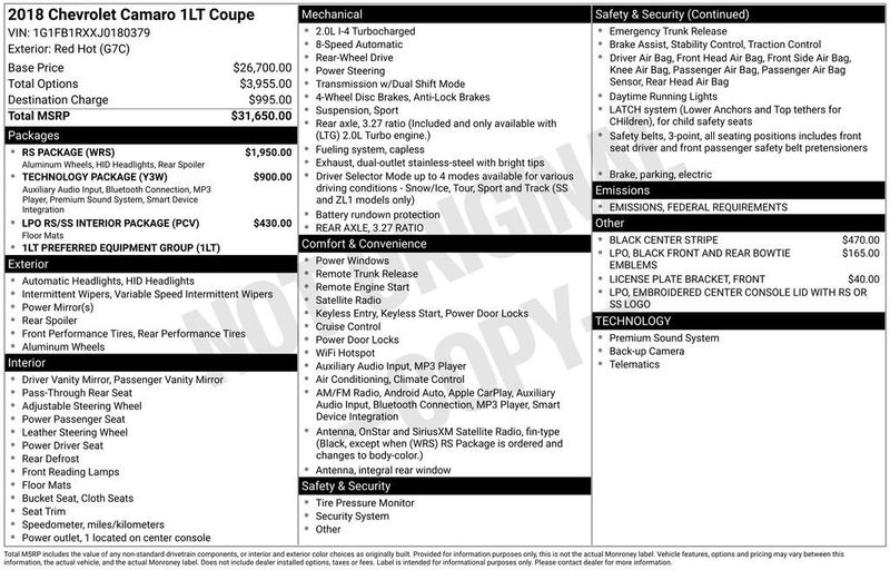 2018 Chevrolet Camaro 2dr Coupe 1LT - 22952234 - 5