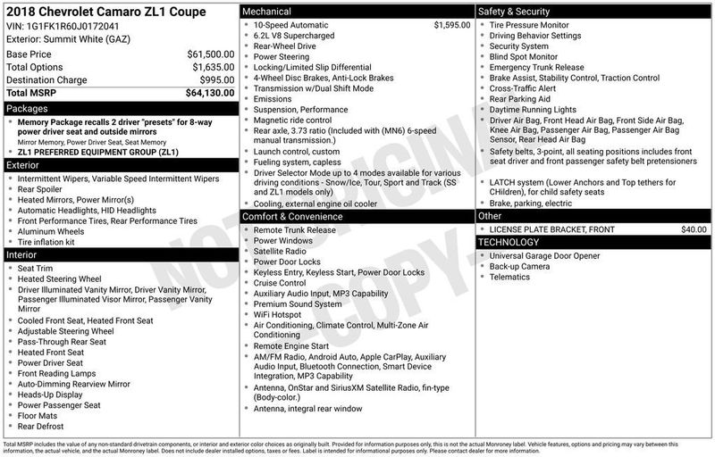 2018 Chevrolet Camaro 2dr Coupe ZL1 - 23011054 - 5