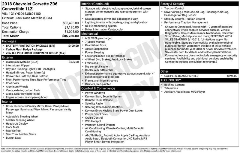 2018 Chevrolet Corvette 2dr Z06 Convertible w/1LZ - 22993833 - 5