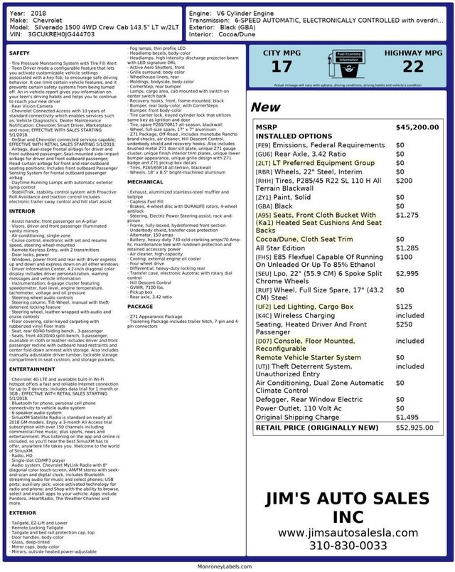 2018 Chevrolet Silverado 1500 4X4 Crew Cab LT All Star Edition Z71 Appearance Package - 22872804 - 7