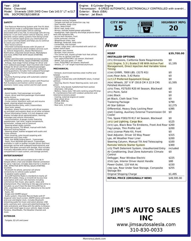 2018 Chevrolet Silverado 1500 Crew Cab LT - 22920897 - 7