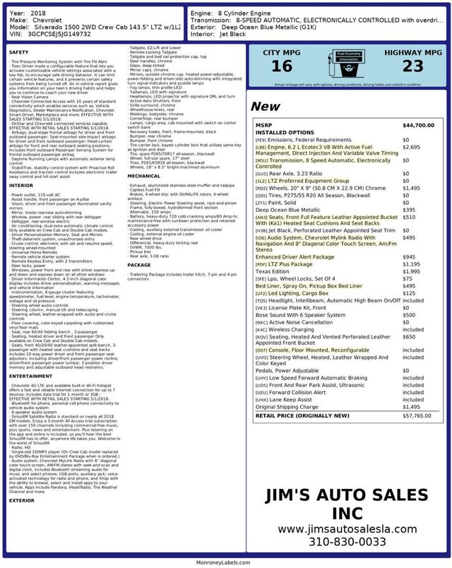 2018 Chevrolet Silverado 1500 Crew Cab LTZ Texas Edition Brand New A/T Tires - 23014493 - 7
