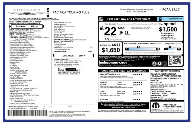 2018 Chrysler Pacifica Touring Plus Brand New Tires - 22917438 - 6