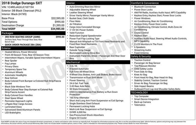 2018 Dodge Durango SXT AWD - 23034071 - 5