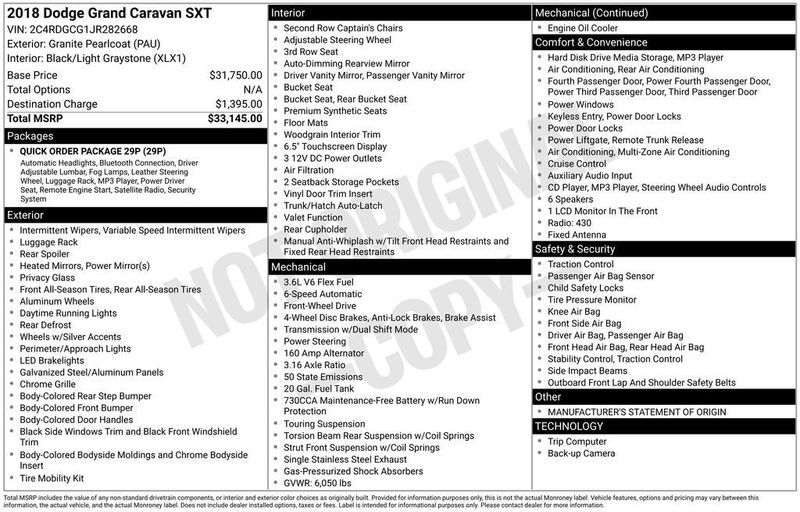 2018 Dodge Grand Caravan SXT Wagon - 23006660 - 5