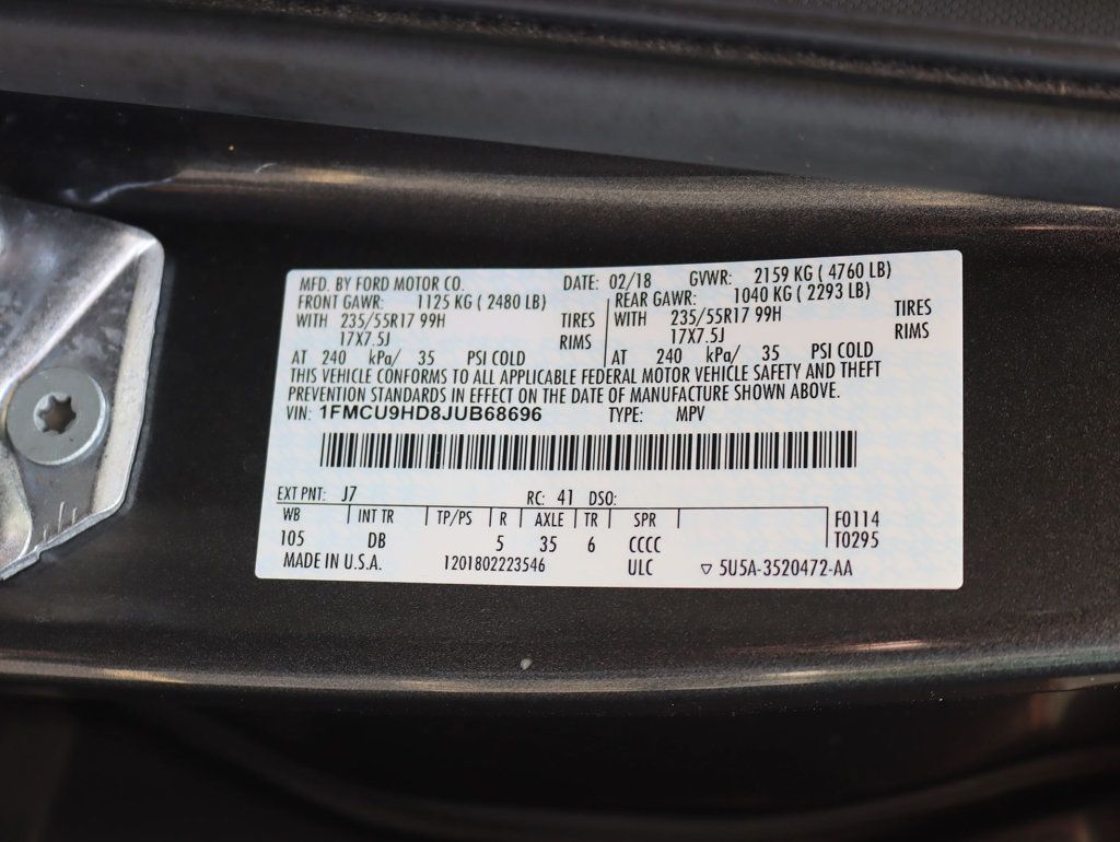 2018 Ford Escape SEL 4WD - 23055297 - 29