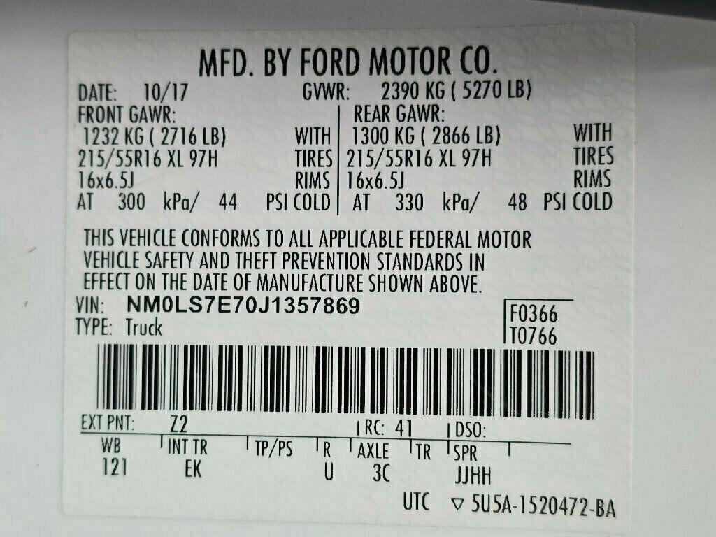 2018 Ford Transit Connect Van XL LWB w/Rear Symmetrical Doors - 22948171 - 34