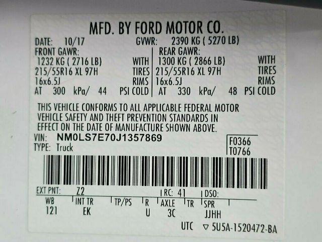 2018 Ford Transit Connect Van XL LWB w/Rear Symmetrical Doors - 22948171 - 34