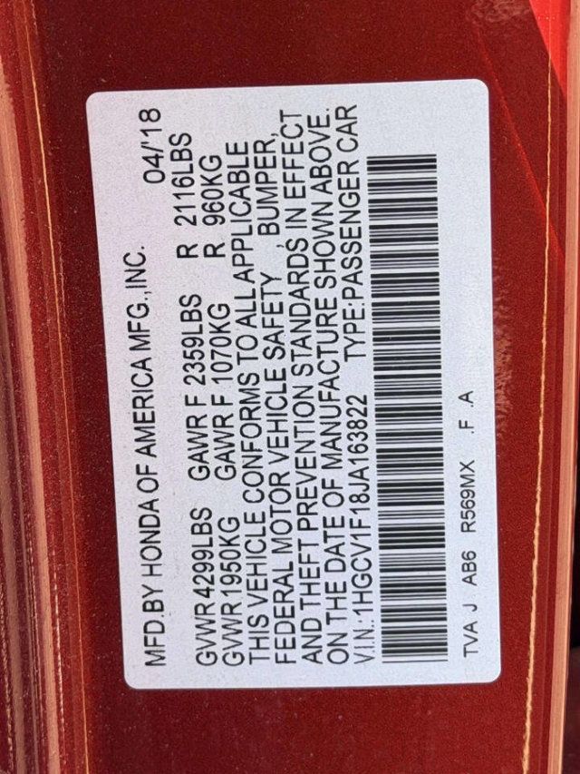 2018 Honda Accord Sedan LX 4dr Sedan - 23040542 - 15