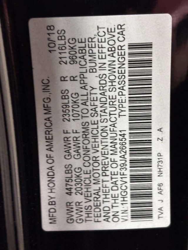 2018 Honda Accord Sedan Sport 4dr Sedan (1.5T I4 CVT) - 23018676 - 33